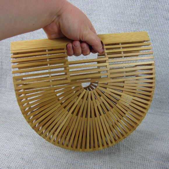Bamboo Handbag Women Boho Summer Beach Vacation Wood Bag Purse Bohemian Ark Cage - Picture 4 of 10